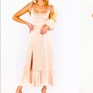 Bridemaid Midi Dress in Champagne Silk